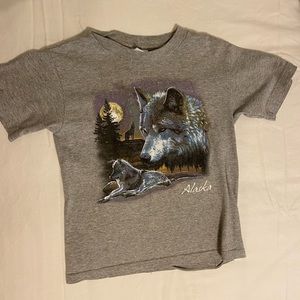 Alaska baby tee with wolf, would fit xxs-xs